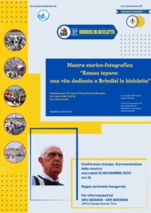 Brindisi, mercoledì 15 novembre inaugurazione della mostra storico-fotografica ‘Romeo Tepore: una vita dedicata a Brindisi in Bicicletta’ a Palazzo Nervegna