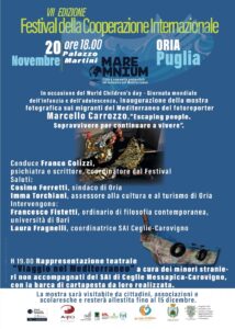 Oria, lunedì 20 novembre sarà inaugurata a Palazzo Martini la mostra ‘Escaping people. Sopravvivere per continuare a vivere’