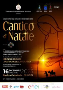 Brindisi, sabato 16 dicembre il ‘Cantico di Natale’ del Coro San Leucio presso la Basilica Cattedrale