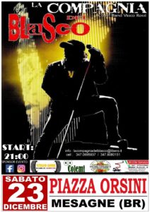 Mesagne, sabato 23 dicembre i successi di Vasco Rossi in Piazza Orsini con la ‘Compagnia del Blasco’