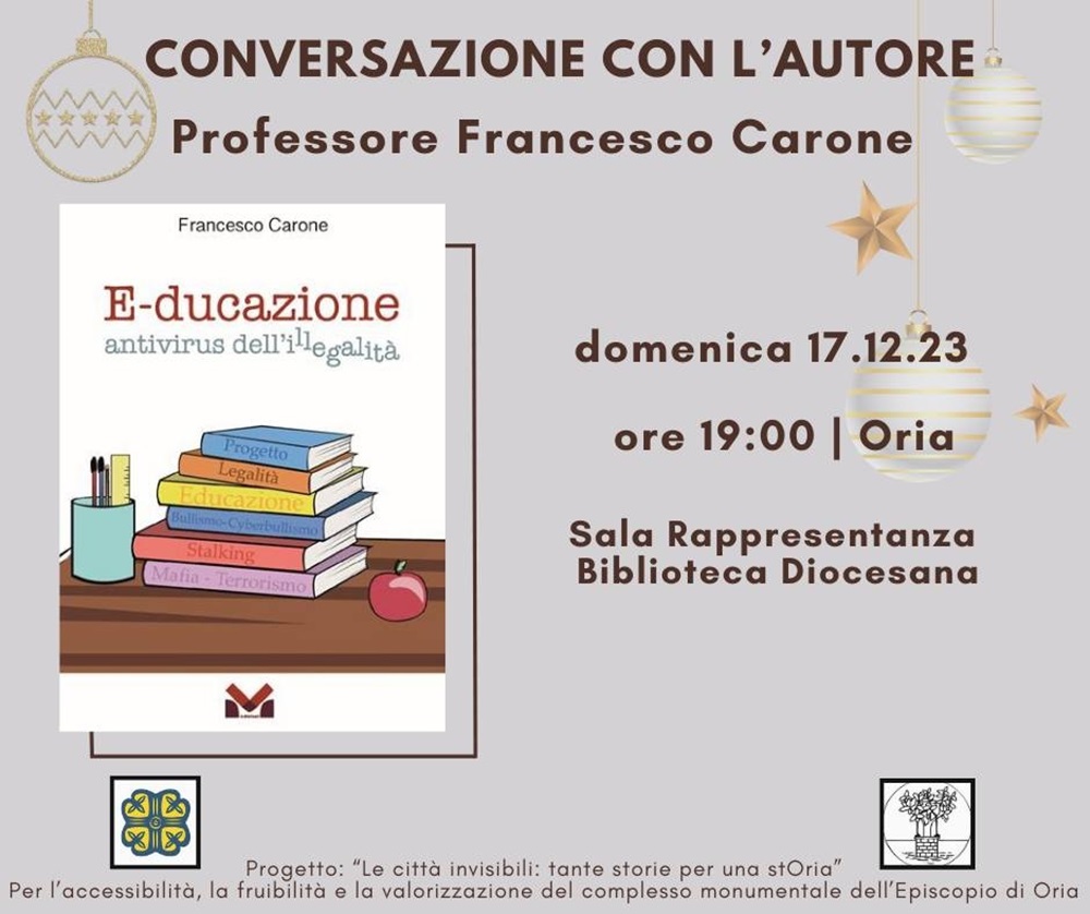 Oria presentazione libro E-ducazione Antivirus dell'illegalità di Francesco Carone 17 dicembre 2023