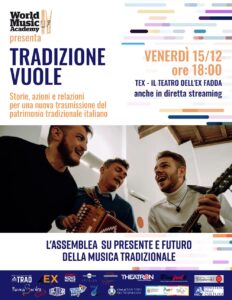 ‘Tradizione vuole’, il 15 dicembre a San Vito dei Normanni una grande assemblea sul futuro della musica tradizionale