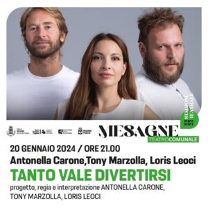 ‘Tanto vale divertirsi’, il 20 gennaio a Mesagne il secondo spettacolo della Stagione Teatrale