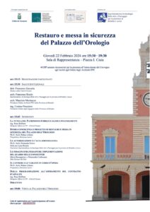 Fasano, il 22 febbraio seminario ‘Restauro Palazzo dell’Orologio’