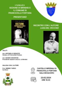 Francavilla Fontana, 23 febbraio pres. libro Luigi Del Vecchio