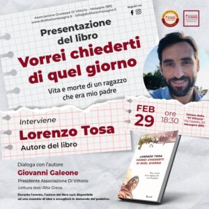 Mesagne, il 29 febbraio presentazione libro di Lorenzo Tosa