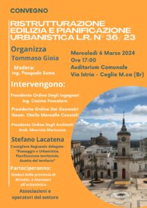 Ceglie Messapica, il 6 marzo convegno sulla ristrutturazione edilizia