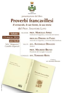 Francavilla F.na, 23 marzo pres libro ‘Proverbi francavillesi’