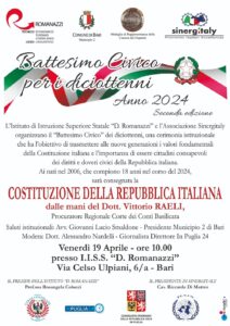 Bari, venerdì 19 aprile il ‘Battesimo Civico’ dei diciottenni